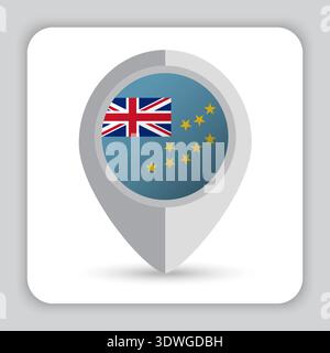 Tuvalu Flag Pin Map Icon Stock Vector