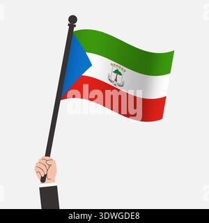 Hand Holding Equatorial Guinea Waving Flag Stock Vector