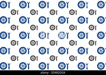 Abstract Wheel and Wrench Pattern Background, can be used for business designs, presentation designs or any suitable designs. Stock Vector