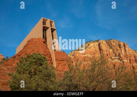 Sedona, Arizona - The Chapel of the Holy Cross, a Catholic chapel built into the red rocks of Sedona. Stock Photo