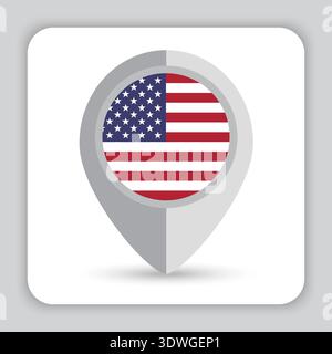 USA Flag Pin Map Icon Stock Vector