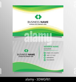 Creative Green Business Card With Curves, can be used for business designs, presentation designs or any suitable designs. Stock Vector