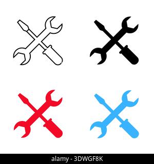 Abstract Wrench and Screwdriver Crossed Silhouette Illustration, can be used for business designs, presentation designs or any suitable designs. Stock Vector