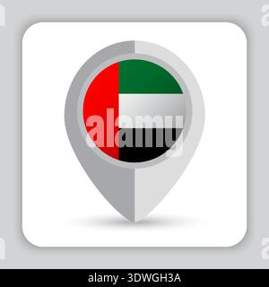 United Arab Emirates Flag Pin Map Icon Stock Vector