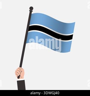 Hand Holding Botswana Waving Flag Stock Vector