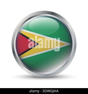 Guyana Flag 3D Badge Illustration Stock Vector