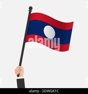 Hand Holding Laos Waving Flag Stock Vector