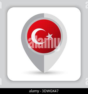 Turkey Flag Pin Map Icon Stock Vector