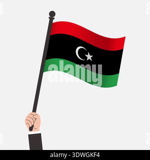 Hand Holding Libya Waving Flag Stock Vector