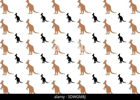 Flat Kangaroo Animal Pattern Background, can be used for business designs, presentation designs or any suitable designs. Stock Vector