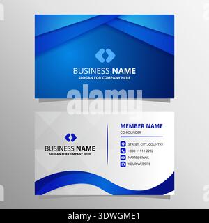 Modern Abstract Geometric Polygonal Blue Business Card Template, can be used for business designs, presentation designs or any suitable designs. Stock Vector