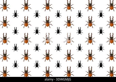 Flat Stag Beetle Insect Pattern Background, can be used for business designs, presentation designs or any suitable designs. Stock Vector
