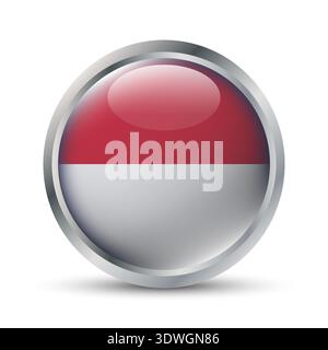 Indonesia Flag 3D Badge Illustration Stock Vector
