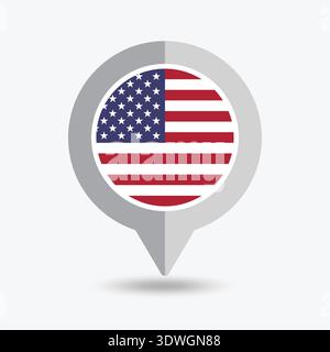 USA Location Pin Icon Vector Illustration Stock Vector