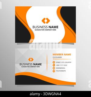 Creative Orange Business Card With Curves, can be used for business designs, presentation designs or any suitable designs. Stock Vector