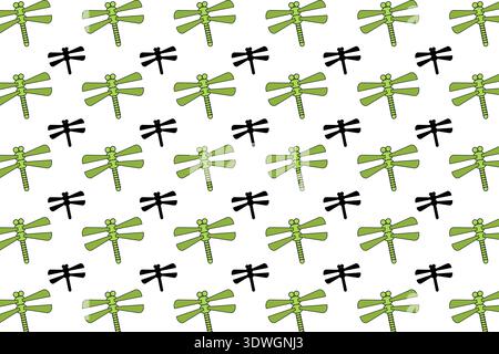Flat Dragonfly Insect Pattern Background, can be used for business designs, presentation designs or any suitable designs. Stock Vector