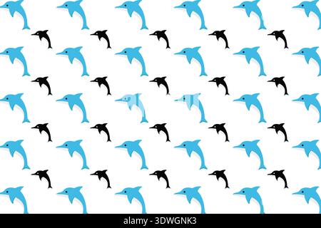 Flat Dolphin Animal Pattern Background, can be used for business designs, presentation designs or any suitable designs. Stock Vector