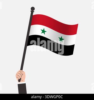 Hand Holding Syria Waving Flag Stock Vector