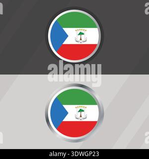 Vector Equatorial Guinea Round Flag Template Stock Vector
