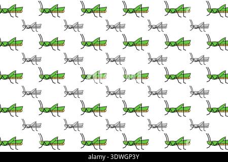 Flat Grasshopper Insect Pattern Background, can be used for business designs, presentation designs or any suitable designs. Stock Vector