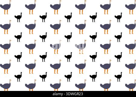 Flat Ostrich Bird Pattern Background, can be used for business designs, presentation designs or any suitable designs. Stock Vector