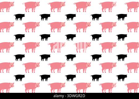 Flat Pig Animal Pattern Background, can be used for business designs, presentation designs or any suitable designs. Stock Vector
