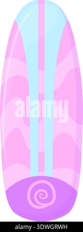 Pink wooden board. Tropical surfing cartoon icon isolated on white background Stock Vector