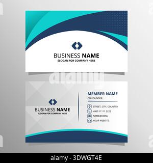 Modern Abstract Blue Curves Business Card Template, can be used for business designs, presentation designs or any suitable designs. Stock Vector