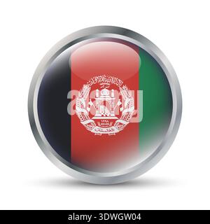 Afghanistan Flag 3D Badge Illustration Stock Vector