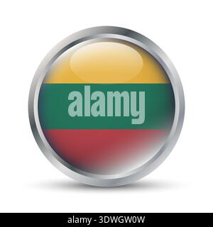 Lithuania Flag 3D Badge Illustration Stock Vector