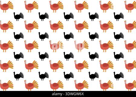 Flat Turkey Bird Pattern Background, can be used for business designs, presentation designs or any suitable designs. Stock Vector