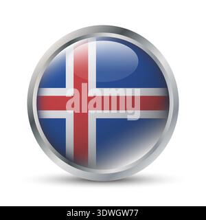 Iceland Flag 3D Badge Illustration Stock Vector