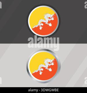 Vector Bhutan Round Flag Template Stock Vector