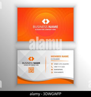Gradient Abstract Orange Business Card With Circles, can be used for business designs, presentation designs or any suitable designs. Stock Vector