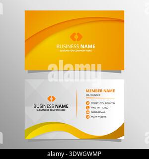 Modern Abstract Curved Orange Business Card Template, can be used for business designs, presentation designs or any suitable designs. Stock Vector