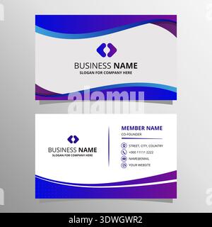 Modern Blue and Purple Business Card With Curves, can be used for business designs, presentation designs or any suitable designs. Stock Vector