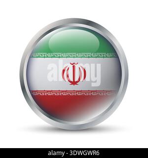 Iran Flag 3D Badge Illustration Stock Vector