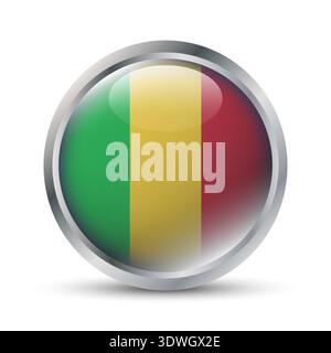 Mali Flag 3D Badge Illustration Stock Vector