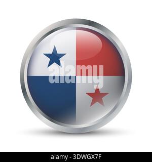 Panama Flag 3D Badge Illustration Stock Vector