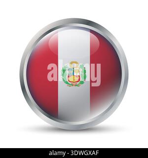 Peru Flag 3D Badge Illustration Stock Vector