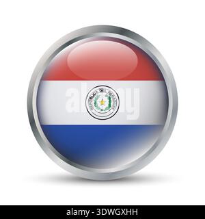 Paraguay Flag 3D Badge Illustration Stock Vector
