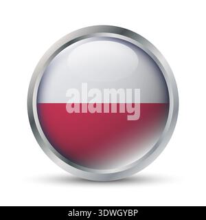 Poland Flag 3D Badge Illustration Stock Vector