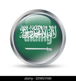Saudi Arabia Flag 3D Badge Illustration Stock Vector