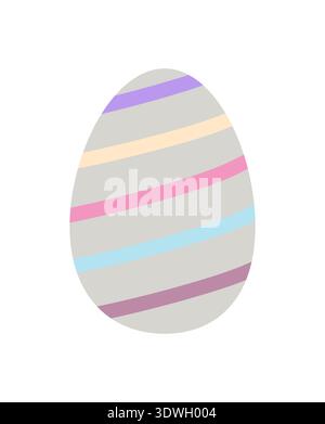 Easter egg decorated in festive tones holiday symbol, colorful flat style hand drawn vector illustration for springtime celebration decor, greeting cards, invitations, banners, web design Stock Vector