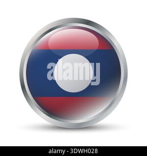 Laos Flag 3D Badge Illustration Stock Vector