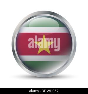 Suriname Flag 3D Badge Illustration Stock Vector