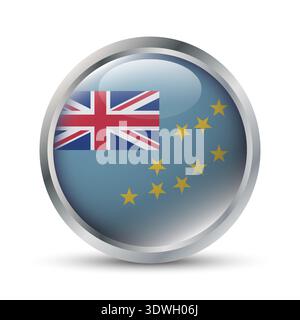 Tuvalu Flag 3D Badge Illustration Stock Vector