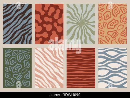 Boho Abstract Organic Wall Art Poster Set Stock Vector
