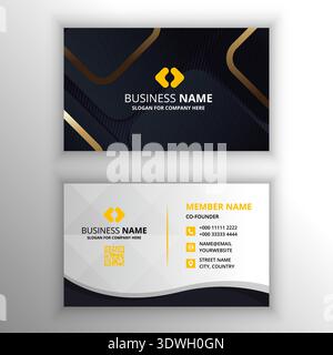 Modern Gradient Black Business Card Template, can be used for business designs, presentation designs or any suitable designs. Stock Vector