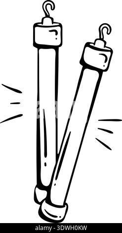 Camping Glow Sticks for Emergency Lighting. Hand Drawn Doodle Icon. Stock Vector